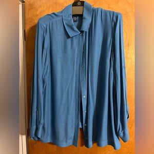 LAST CALL!! Doncaster Womens turquoise long-sleeved blouse size 14W